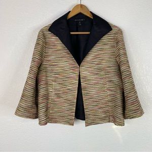 Lafayette 148 Marled Striped Cotton Silk Blend Blazer Jacket